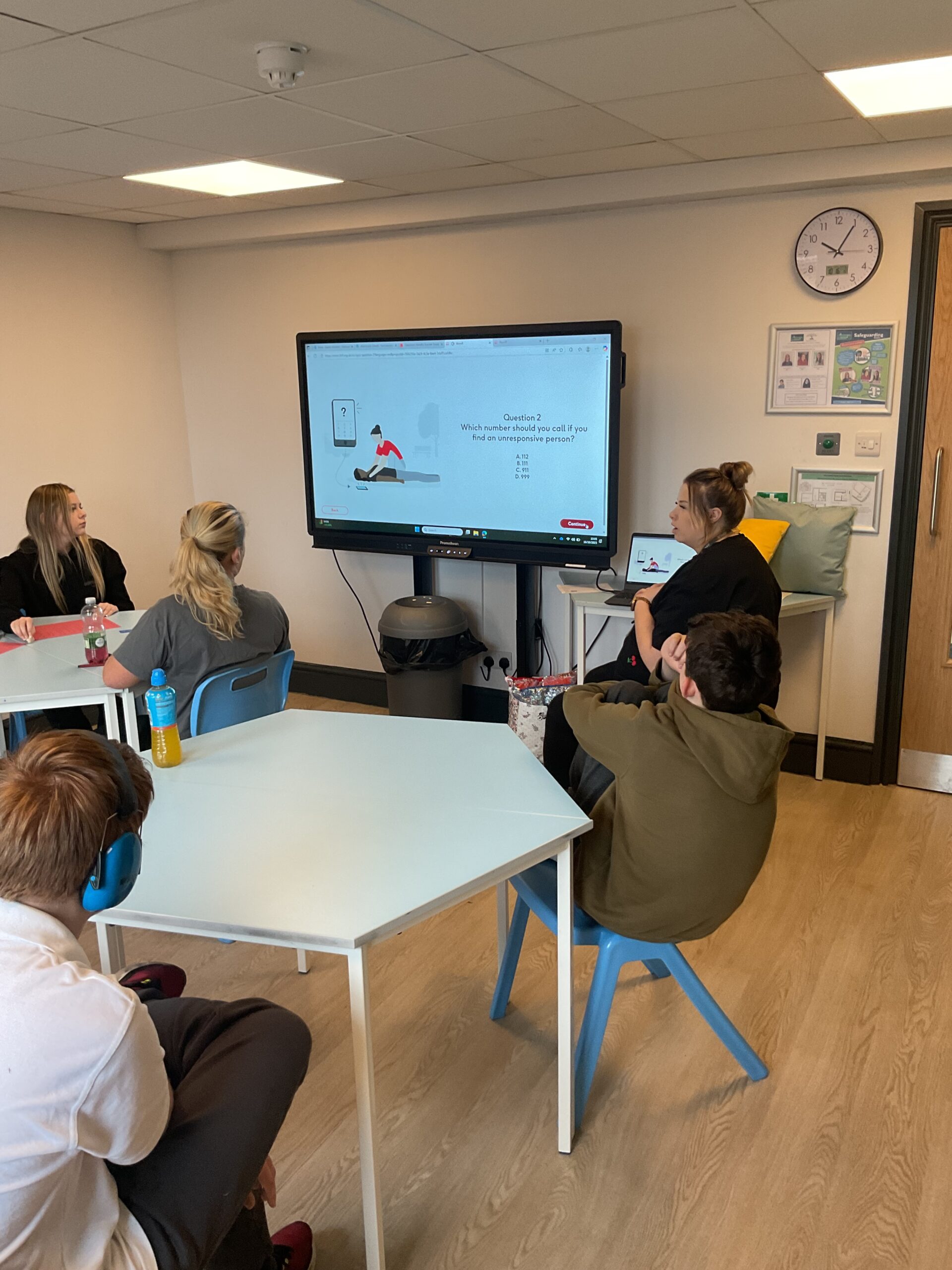 Learners at Allerthorpe Special Educational Needs School taking part in National CPR Week activities.